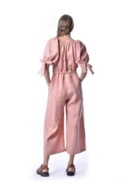 Eliza FaulknerRamona Linen Jumpsuit - Pink -CYNTHIA ROWLEY Sales Store Pink Linen Ramona Jumpsuit 20220421160659 2