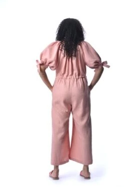 Eliza FaulknerRamona Linen Jumpsuit - Pink -CYNTHIA ROWLEY Sales Store Pink Linen Ramona Jumpsuit 20220421160700