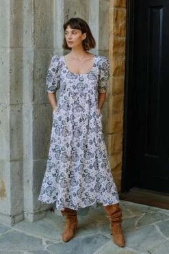 Rachel PallySoleil Dress - Granite Floral Block Print