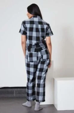 RUJUTA SHETHRay Jumpsuit Cyan Chex -CYNTHIA ROWLEY Sales Store Ray Jumpsuit Cyan Chex 20231031054319 1