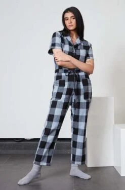 RUJUTA SHETHRay Jumpsuit Cyan Chex -CYNTHIA ROWLEY Sales Store Ray Jumpsuit Cyan Chex 20231031054319