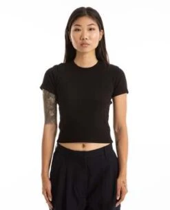 Donni.Rib Crewneck Tee - Black -CYNTHIA ROWLEY Sales Store Rib Crewneck Tee Black 20231023235919 1