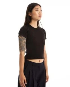 Donni.Rib Crewneck Tee - Black -CYNTHIA ROWLEY Sales Store Rib Crewneck Tee Black 20231023235920