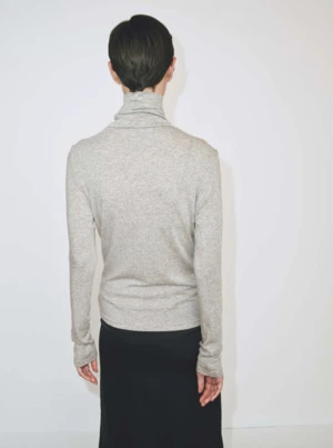 Mijeong ParkRoll Neck Jersey Top - Heather Grey 4 Mijeong ParkRoll Neck Jersey Top - Heather Grey - Image 4