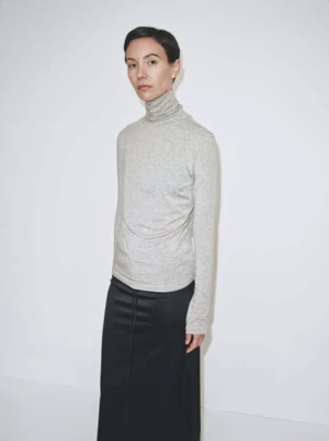 Mijeong ParkRoll Neck Jersey Top - Heather Grey 5 Mijeong ParkRoll Neck Jersey Top - Heather Grey - Image 5