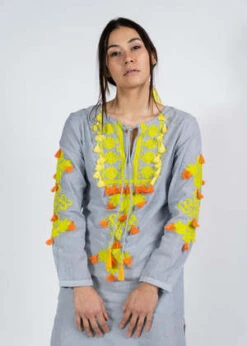 Rose And RoseBarbizon Dress - Stripe/Ylw/Orng -CYNTHIA ROWLEY Sales Store Rose and Rose Barbizon Dress 20220318081616 2