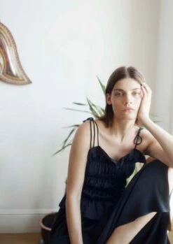 OhSevenDaysSAMPLE Crinkle Dress - Black -CYNTHIA ROWLEY Sales Store SAMPLE Crinkle Dress Black 20231024114852