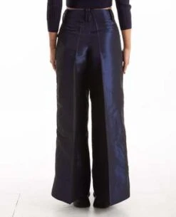 GanniShiny Taffeta Wide High Waisted Pants - Blue -CYNTHIA ROWLEY Sales Store Shiny Taffeta Wide High Waisted Pants 20231012002850 2