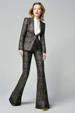 SmytheHigh Waisted Cuff Trouser - Black Metallic Plaid -CYNTHIA ROWLEY Sales Store Smythe High Waisted Cuff Trouser Black Metallic Plaid 20231027175629