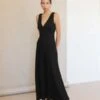 Sophie RueLinen V Back Midi Dress - Black -CYNTHIA ROWLEY Sales Store Sophie Rue Linen V Back Midi Dress Black 20230711013433