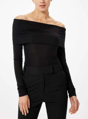 Sophie RueOff The Shoulder Long Sleeve Top - Black 2 Sophie RueOff The Shoulder Long Sleeve Top - Black - Image 2