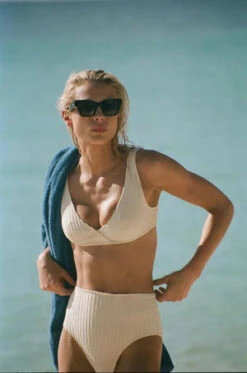 Solid And StripedThe Beverly Solid Rib Bikini Top - Cream