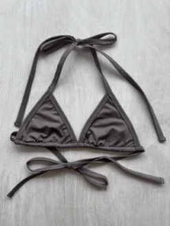 Em & MayTriangle Recycled Nylon Bikini Top - Taupe