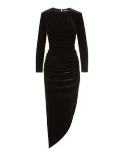 Veronica BeardTristana Stretch-Velvet Dress - Black -CYNTHIA ROWLEY Sales Store Tristana Stretch Velvet Dress in Black 20231017021441