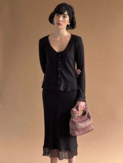 Bronze AgeWinona Rib Dress - Luna Rib Black -CYNTHIA ROWLEY Sales Store WINONA Rib Dress Luna Rib Black 20230927204820 4