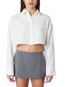 NIACropped Austin Button Up Shirt - White