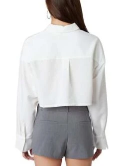 NIACropped Austin Button Up Shirt - White -CYNTHIA ROWLEY Sales Store White Cropped Austin Button Up 20231003195617