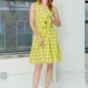 RUJUTA SHETHWilla Dress - Limeade Chex -CYNTHIA ROWLEY Sales Store Willa Dress Limeade Chex 20230505053519