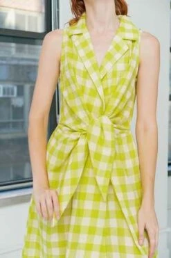 RUJUTA SHETHWilla Dress - Limeade Chex -CYNTHIA ROWLEY Sales Store Willa Dress Limeade Chex 20230505053519 2