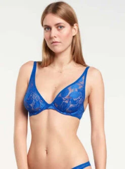 Yasmine EslamiZoe Lace Plunge Underwire Bra - Klein